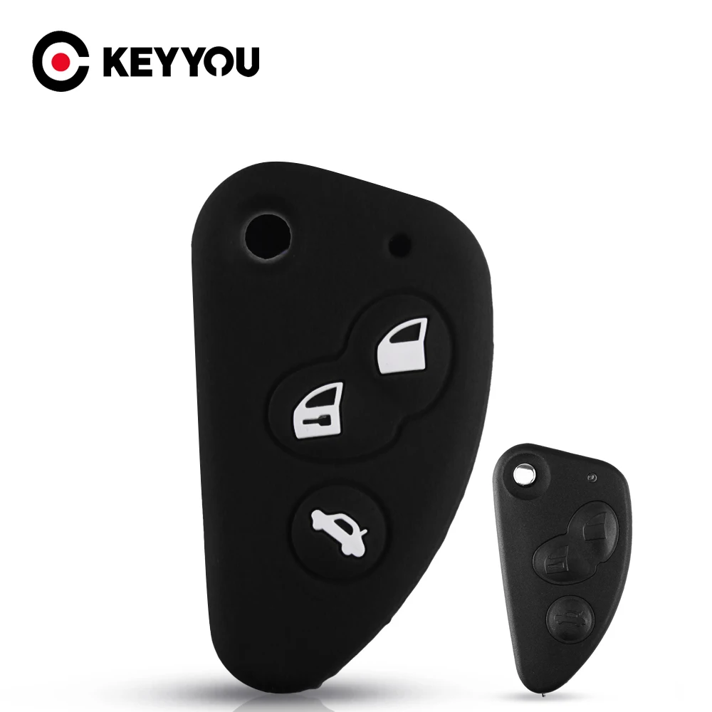 Ключ KEYYOU 10x3 кнопка силиконовый чехол для ключей от машины Alfa Romeo 147 166 156 JTD TS GT Flip