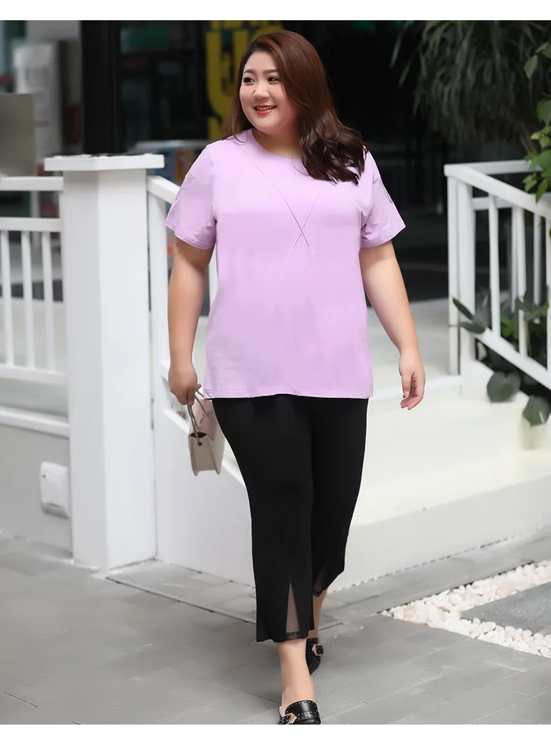 TUHAO Summer Women Office Lady Elegant Black Pants Casual High Waist Women Plus Size 7XL 6XL 5XL 4XL Elastic Capri Female WM55