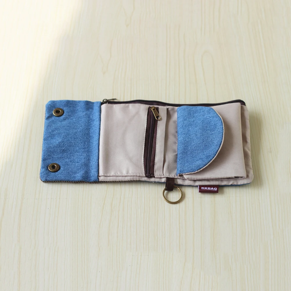 Парусиновые кошельки, качественный подарок, короткий креативный кошелек ручной работы, трехкратный джинсовый холщовый держатель для карт, сумка для ключей, сумка для монет, маленькие кошельки