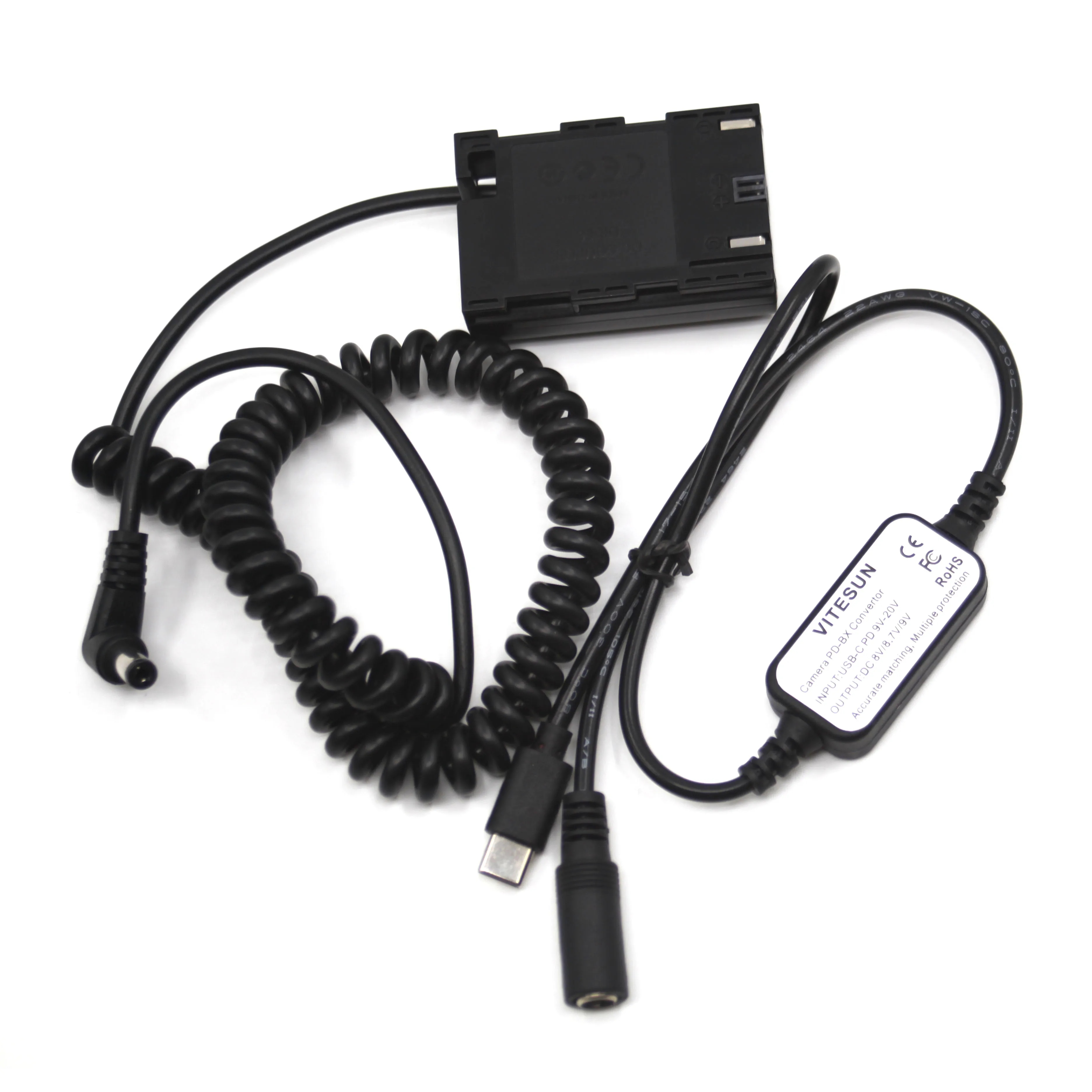 DRE6DummyBatteryLPE6SpringDCCouplerUSBCPDPowerBankCable