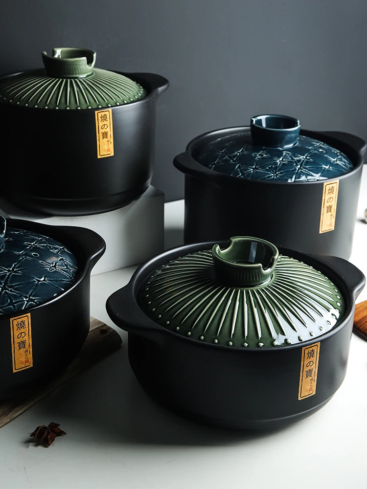 Ceramic Casserole Household Saucepan Soup Pot Large Capacity High Temperature Resistant Claypot Rice Porridge