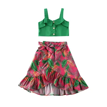 

Summer Kid Baby Girl Clothes Floral Outfit Ruffle Crop Top Bowknot Skirt Shorts Sunsuit For Baby Girls