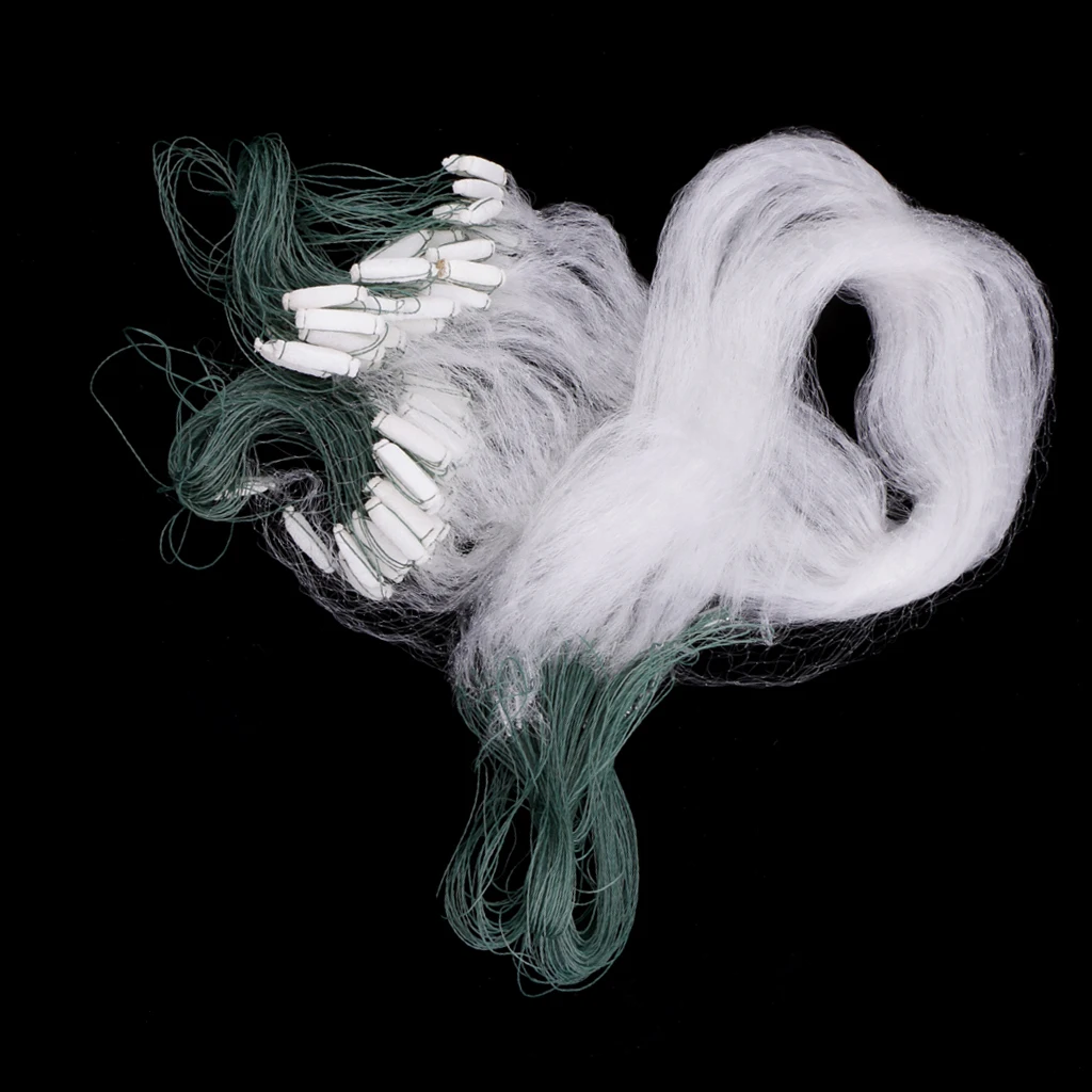 1x15m Fishing Gill Net With Floating Soft Artificial Sticky Polyethylene Green and White Net Mesh Trap