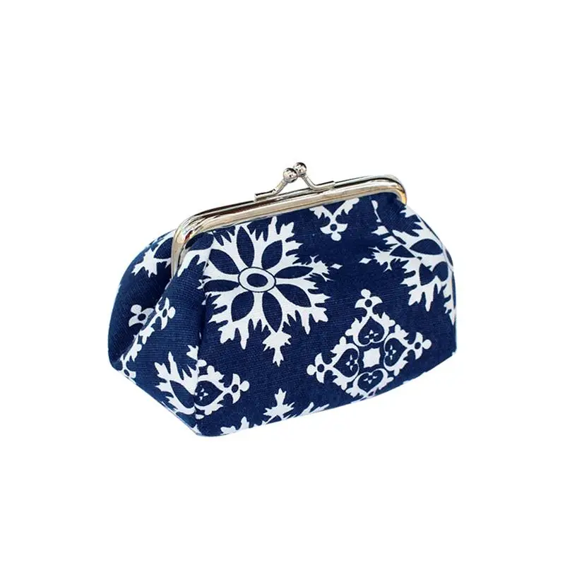 Кошелек со снежинками для монет Женские Ретро винтажные цветок маленький кошелек с застежкой печать цветочный клатч сумка хлопок Королевский стиль кошельки