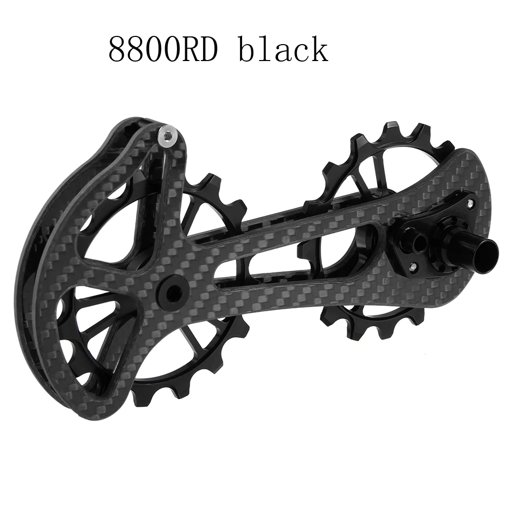 8800RD black 16T велосипедный керамический подшипник Jockey шкив колеса Набор волокна CNC задний переключатель направляющая для Shimano 6800/6870/4600/9000/9070 - Цвет: 8800RD black