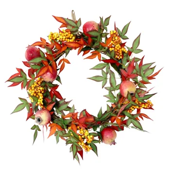 

1pc Artificial Garland Rattan Smulation Foam Pomegranate Garland Wreath Pendant for Thanksgiving Day Autumn