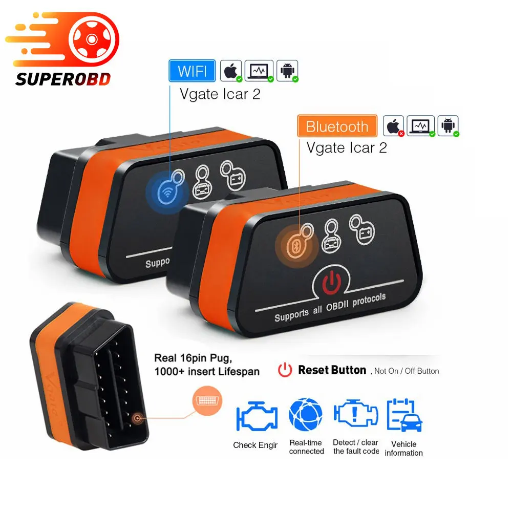 Диагностический инструмент Vgate icar2 компактный сканер OBD2 Bluetooth/Wi Fi для android/ПК/IOS|vgate