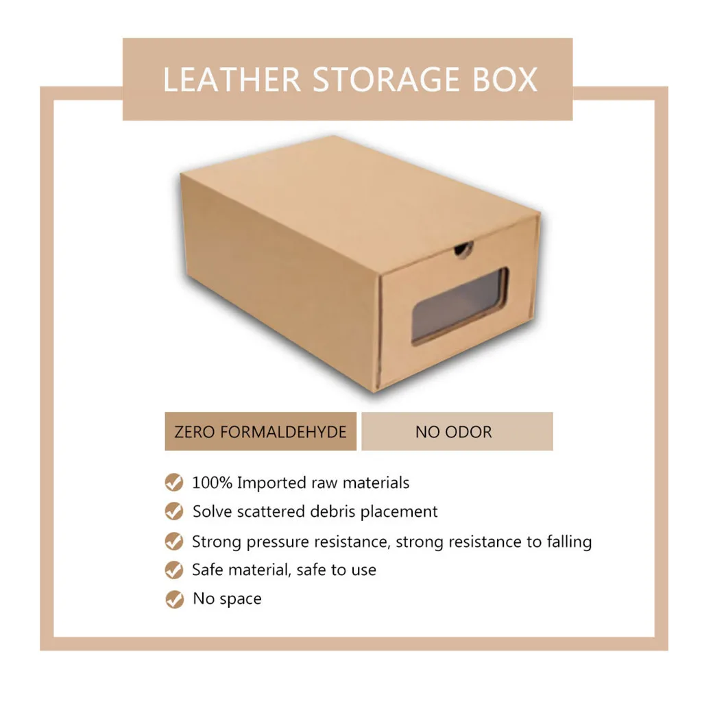 Флип-коробка для обуви, чехол для ящика, утолщенная коробка из крафт-картона, прозрачный ящик для обуви, коробка для хранения