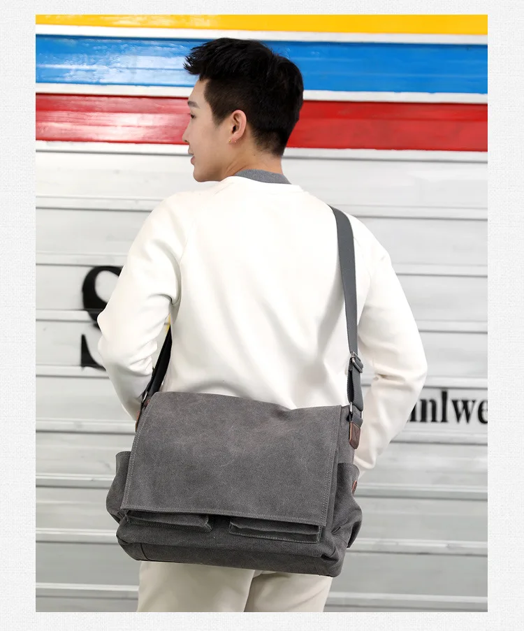 Мужской брендовый брезентовый портфель, деловая офисная мужская сумка через плечо, повседневная мужская сумка для компьютера, ноутбука, большая сумка через плечо