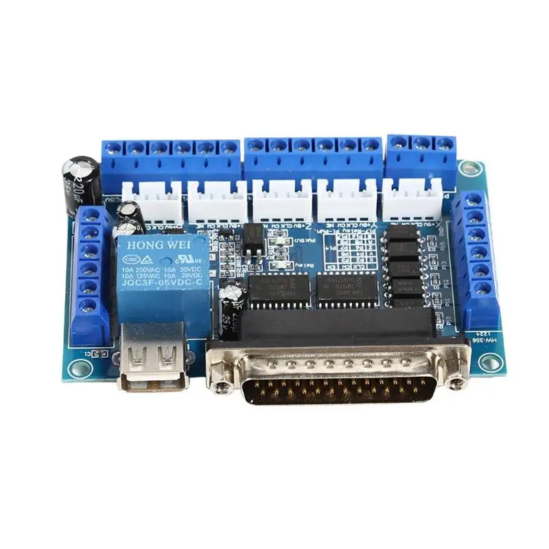 MACH3 5 Axis CNC Breakout Board Драйвер шагового двигателя модульный оптрон изолированный гравировальный станок доска 12 V-24 V с USB кабелем