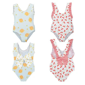 

Kawaii Baby Swim Suit Girls Toddler Swimwear Beach Bathing Suit Lace Bikini Girl One Piece Outfit Summer Island Vacation Suit