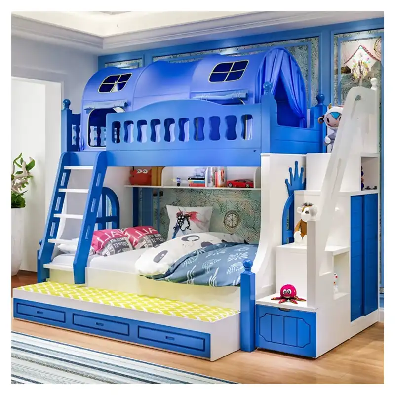 Creative Children Bed With Protection Guardrail Baby Bunk Beds