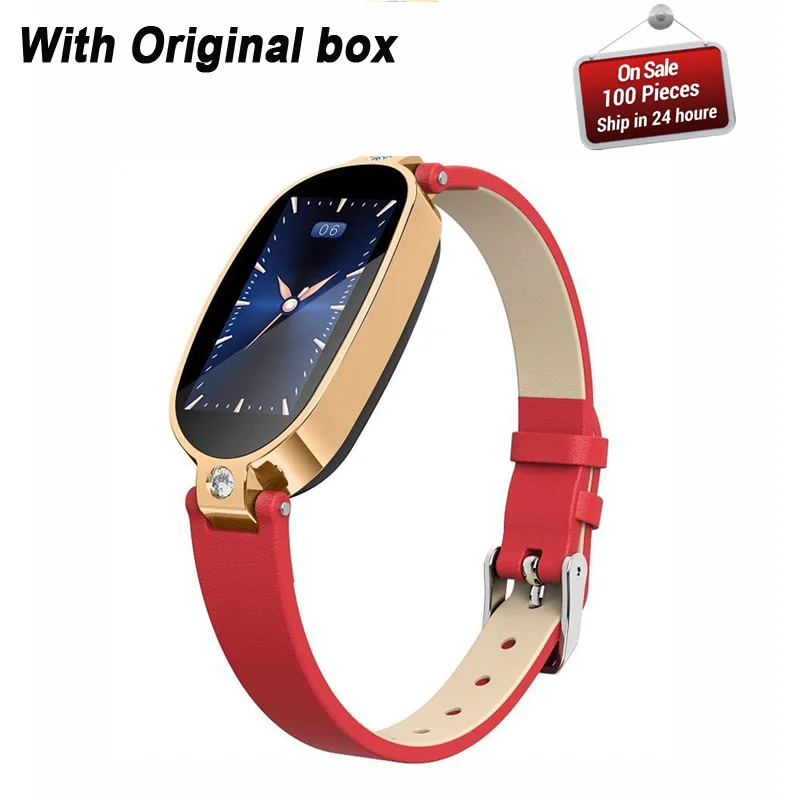 Female Smart Bracelet Fitness Tracker PPG ECG Blood Pressure Call Reminder B79 Color Screen Health Waterproof Bluetooth Watch - Цвет: red gold