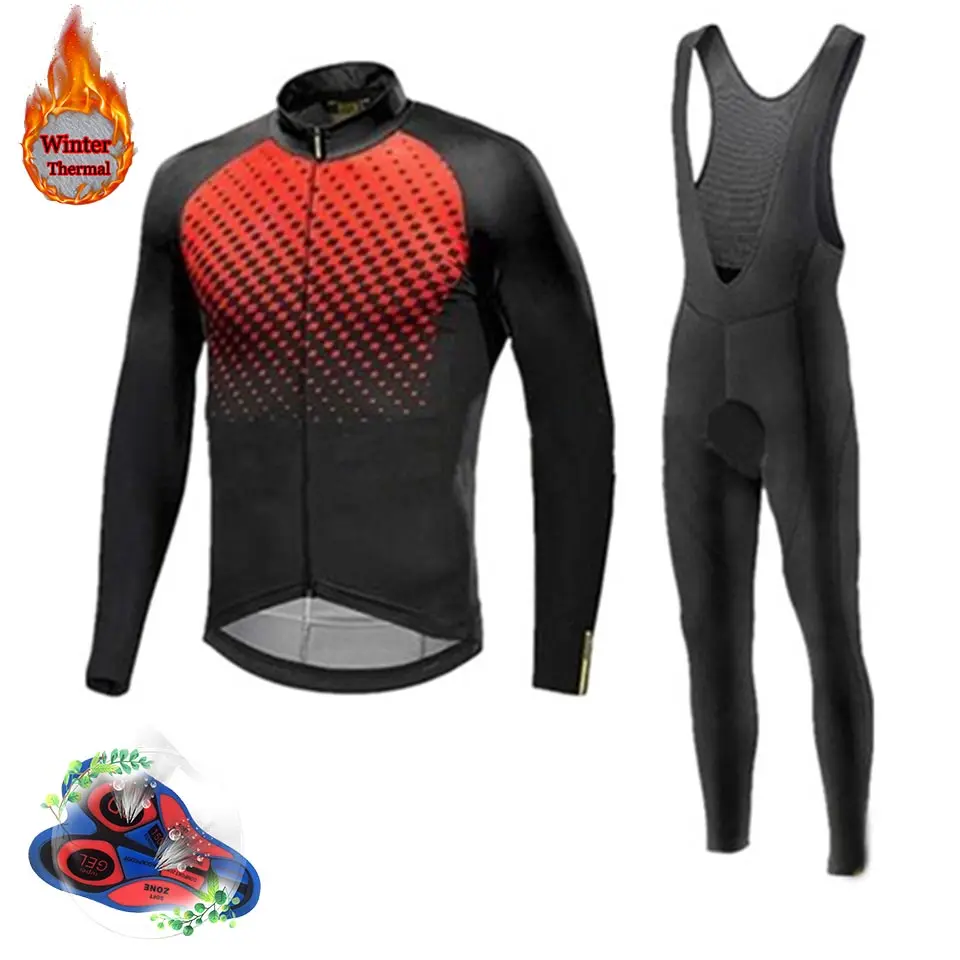 

2019 MAVIC Cycling Clothing Suit Winter Thermal Fleece Cycling Jersey Set Racing Maillot Rock Racing Bike Clothes Ropa