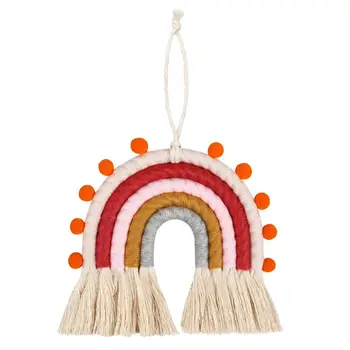 

Rainbow Wall Hanging Colorful Handmade Weaving Ornament Home Decoration Accessories for Bedroom Nursery Baby Kids Rooms