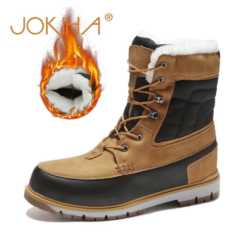 

Winter High Quality Snow Boots Men PU Leather Waterproof Snow Shoes Man Warm Plush High Cut Casual Shoes Outdoor Work Shoes