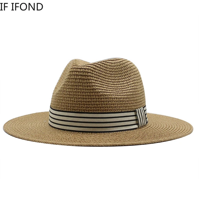 Panama Summer Straw Hats For Women Men Wide Brim Breathable Sun Beach Straw  Hat Uv Protection Fedora Cap - Sun Hats - AliExpress