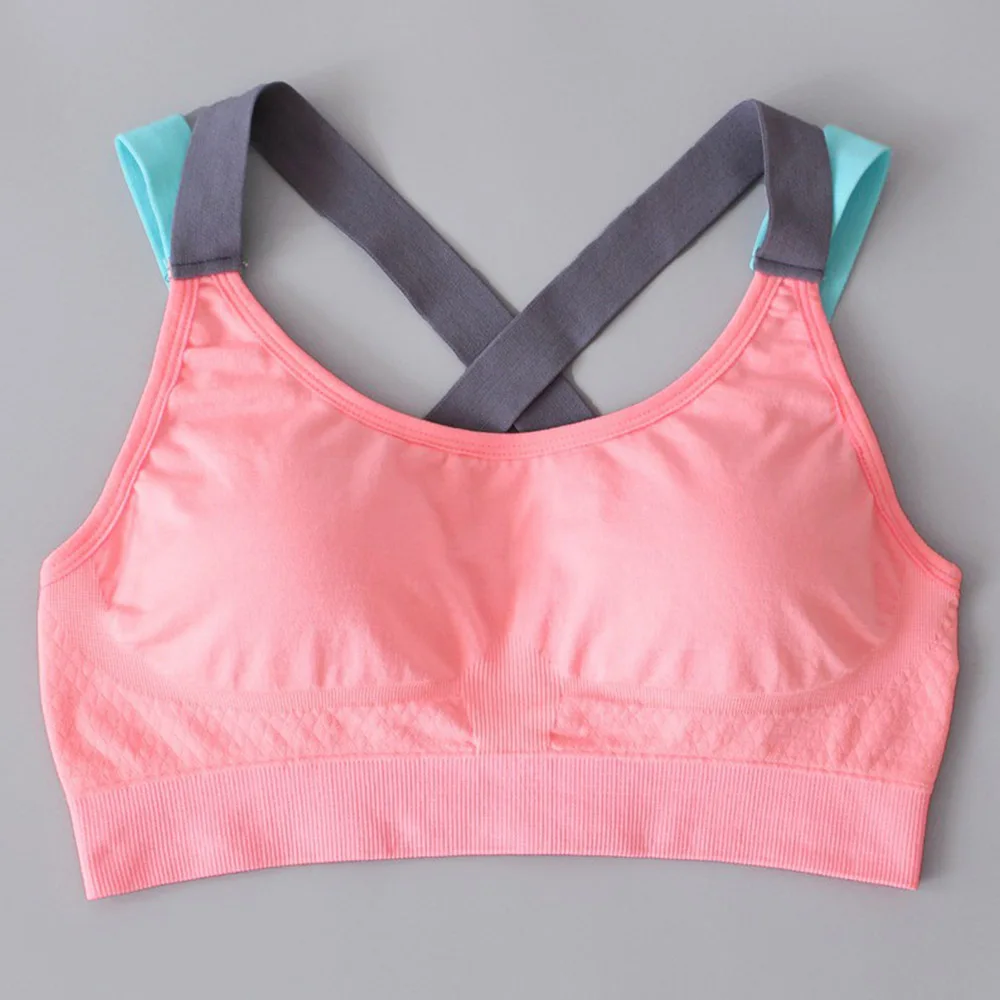 Розовый 1PC Women Sport Bra Fitness Top Yoga Bra For Cup A-D Black Pink Gray Running Yoga Gym Fitness Crop Top Women Push Up Sports Bra - Цвет: Розовый