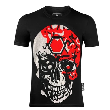 

color PP diamond Original skull cotton round neck short sleeve men's T-shirt personalized high quality screen printing