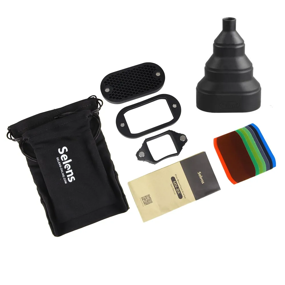 

Selens Flash Speedlight Honeycomb Grid Diffuser Reflector with Magnetic Gel Band 7Pcs filters Flash Accessories Kit