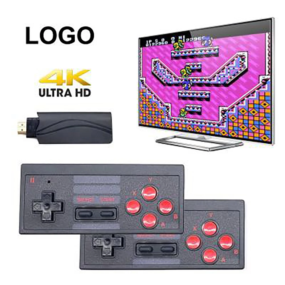 Игровая консоль 4K HDMI 628 встроенных классических игр мини ретро беспроводной