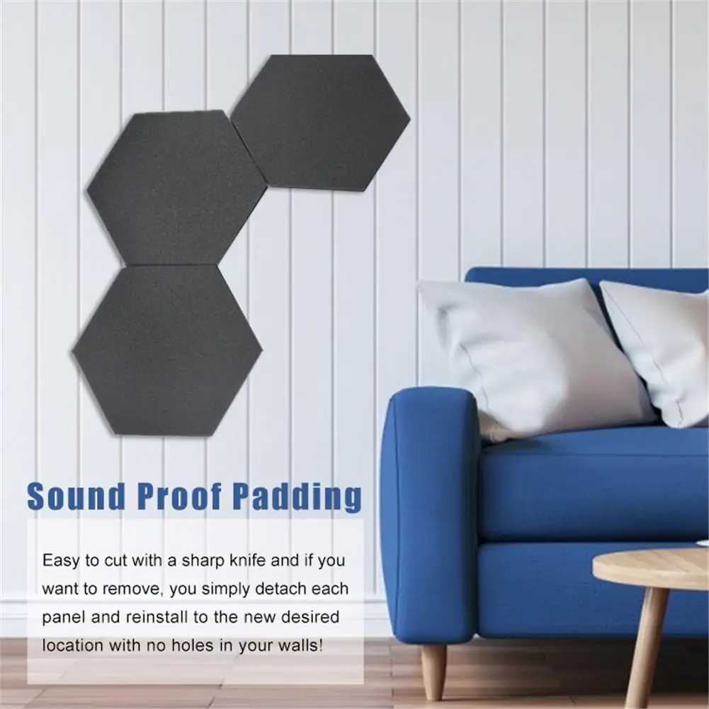 6PCS Acoustic Panels Hexagonal Sound Proof Padding Sound Dampening Panels for Home & Offices Wall   KTV Recording Studio