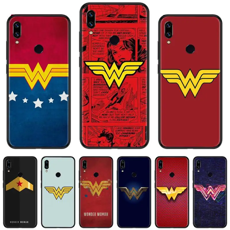 Мягкий силиконовый черный чехол для телефона wonder woman Diana Prince Xiaomi Redmi Note 4 4x5 6 7 8 pro S2