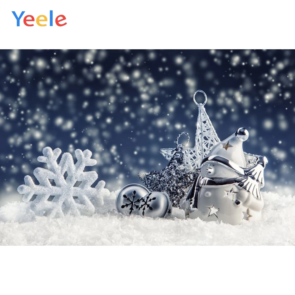 

Yeele Christmas Winter Snow Snowman Ball Gift Toy Doll Bell Backdrop Vinyl Baby Portrait Photography Background For Photo Studio