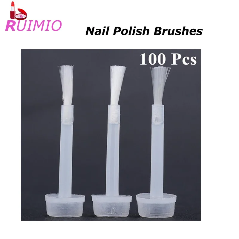 100pcs Nail Polish Replacement Brushes Dipping Liquid Applicator
