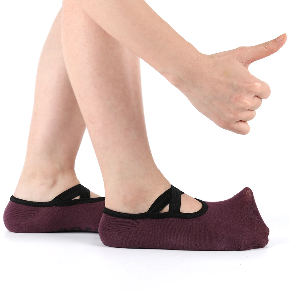 Женские нескользящие носки для йоги для женщин, Фитнес-топ для занятия танцами Пилатес, дышащие Балетные Носки для ног, женские спортивные носки, спортивный носок, Тапочки