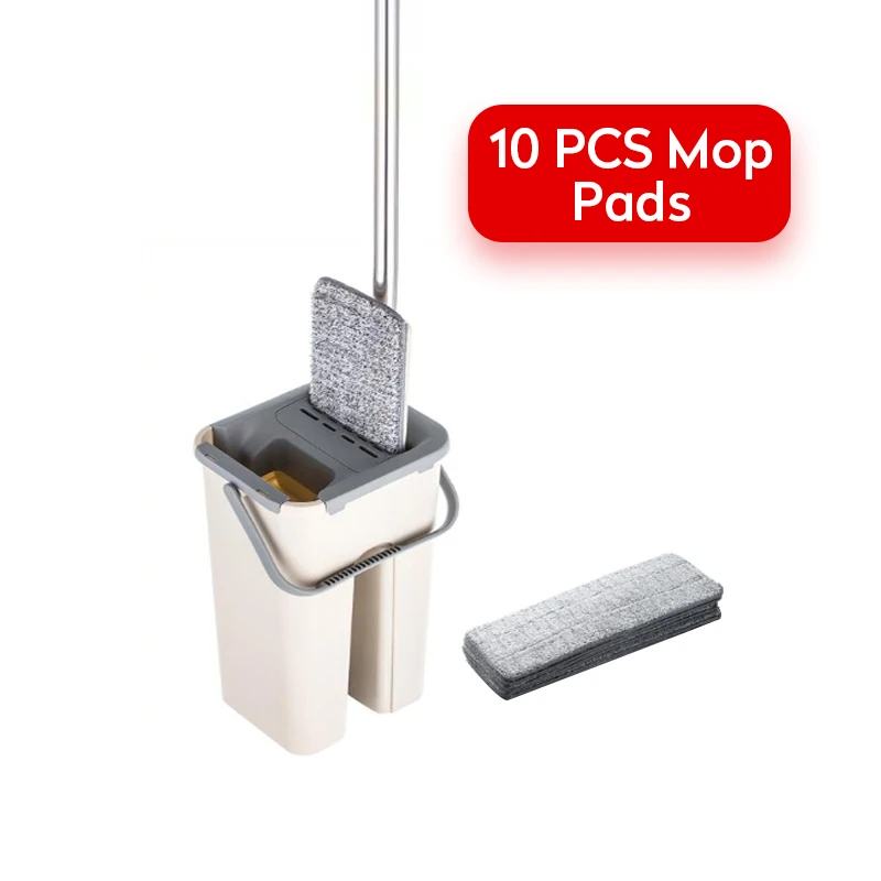 Rotating Magic Spin Mop and Bucket Kitchen Floor Flat Mop Cleaner 360 for Wash Floor Home Cleaning with Microfiber Mop Head - Цвет: with 10 pcs Mop Pads