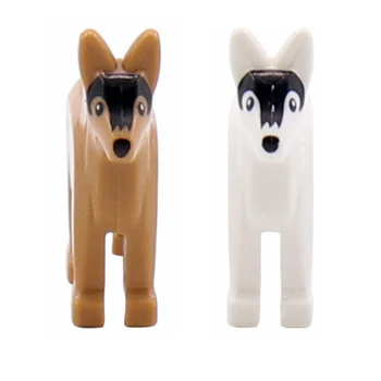 

6pcs Military Accessories Brown White Police Dog Model Animals Toys Ww2 Kit Arms Figures Building Blocks Weapon army solider