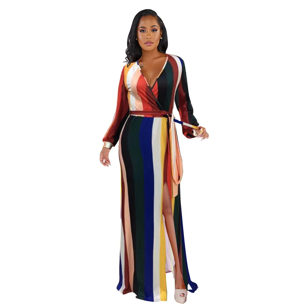 colorful striped maxi dress