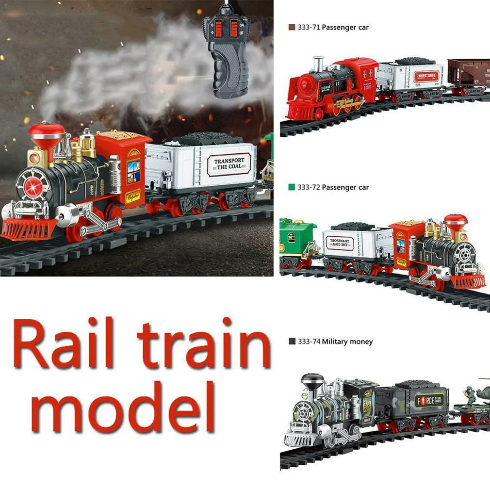 

New Hot Remote Control Conveyance Car Electric Steam Smoke RC Train Set Model Toy Gift Toy Railroad Antistress Funny Gadgets