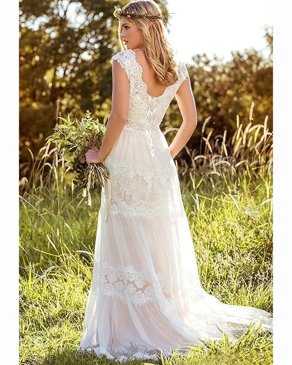 Кружевное богемное свадебное платье для беременных женщин Vestidos De Novia с v-образным вырезом и аппликацией, свадебные платья с рукавами цвета слоновой кости