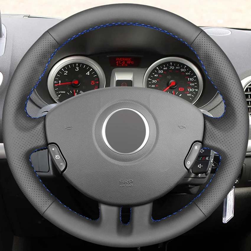 LQTENLEO черная искусственная кожа PU чехол рулевого колеса автомобиля для Renault Clio 3 2005 2006 2007 2008 2009 2010 2011 2012 2013