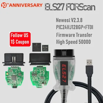 Newest V2.3.8 ELS27 FORScan Green PCB PIC24HJ128GP+FTDI Mircochip Multi-Language Works ELM327&J2534 Pss-Thru For Mazda