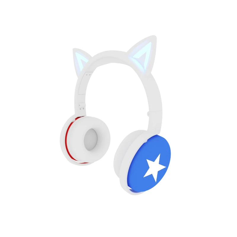 

16 Color LED Bluetooth Earphones Glowing Cute RGB Cat Ear Girls Gift Kids Headsets Wireless HIFI Stereo Bass 3.5mm Plug With Mic