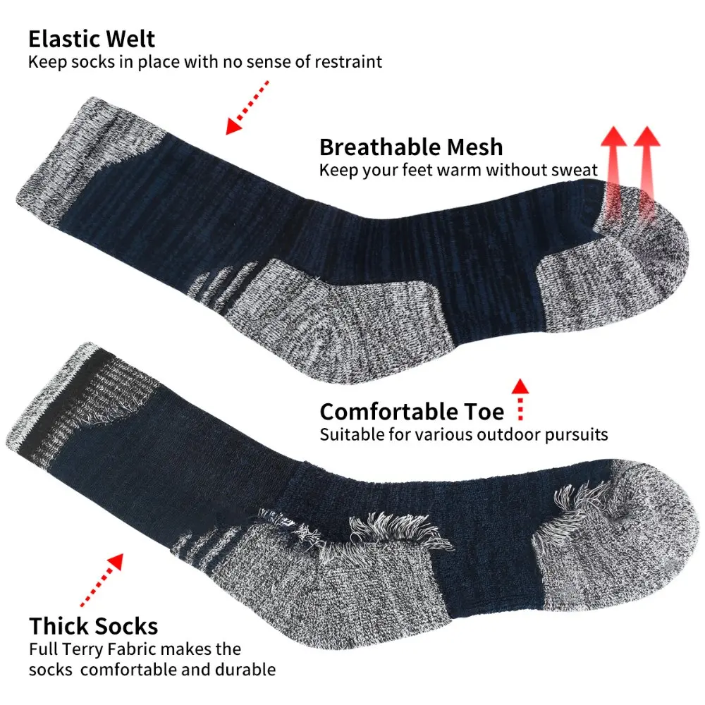 Мужские хлопковые носки с подушками 5 пар уличные спортивные для пеших прогулок и