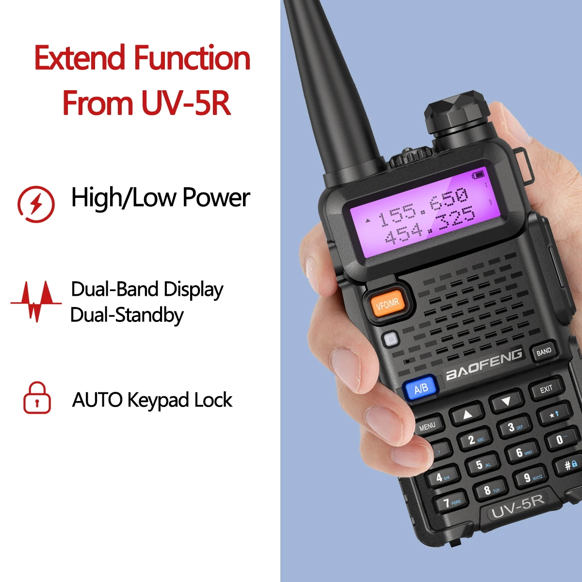 Baofeng BF-UV5R 5W/8WPortable Walkie Talkie FM Radio VHF/UHF Dual Band Two Way Radio Amateur for Hunting UV-82 UV-9R PLUS 5