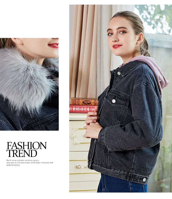 LEIJIJEANS, новинка, большой размер, плюс бархат, джинсовая одежда, модный большой меховой воротник, четыре цвета, классика, плюс бархат, женская джинсовая куртка