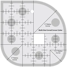 Нескользящая многоразмерная изогнутая угловая режущая стеганая линейка, круглый угол 1," 2" "# MSSD-01S