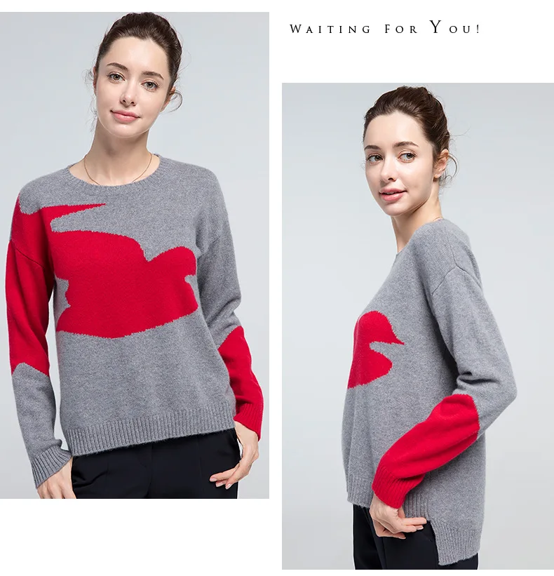 Женский шерстяной пуловер 90% шерстяной 10% кашемировый свитер с круглым вырезом для женщин осенне-зимние свитера с узором