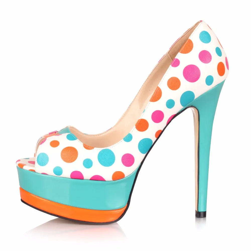 

Minan Ser high heels with polka dot color fashion shoes, sexy high heels with 16 cm high fashion high heels.