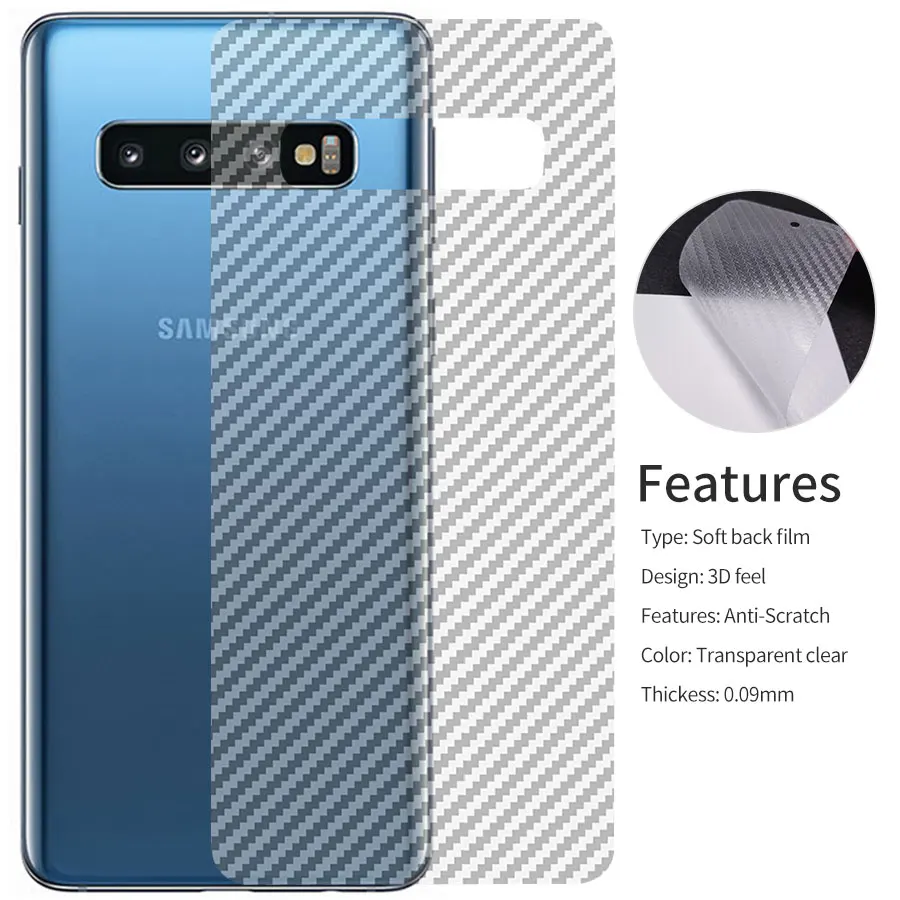 Volver Detrás De Fibra De Carbono Película Protectora De Pantalla Para Samsung Galaxy S9 A8 Note 8 Lote