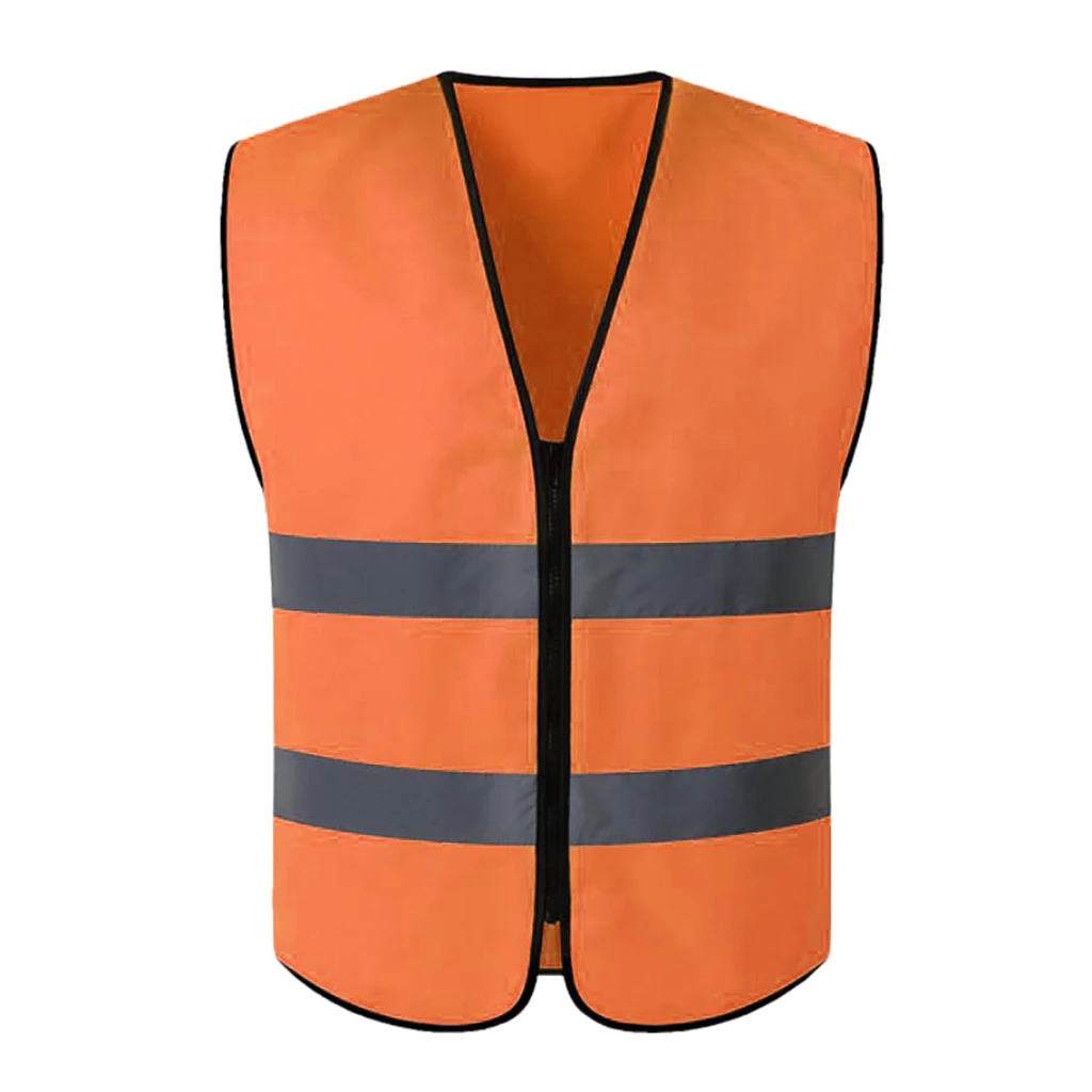 Высокая видимость молния Передняя защитная жилетка со светоотражающими полосками, премиум, 5 цветов на выбор - Цвет: Orange XL