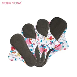 Mora Mona 4 – serviettes hygiéniques en tissu de bambou et charbon de bois, lavables et réutilisables, différents flux, tailles S M L XL, pièces/ensemble 