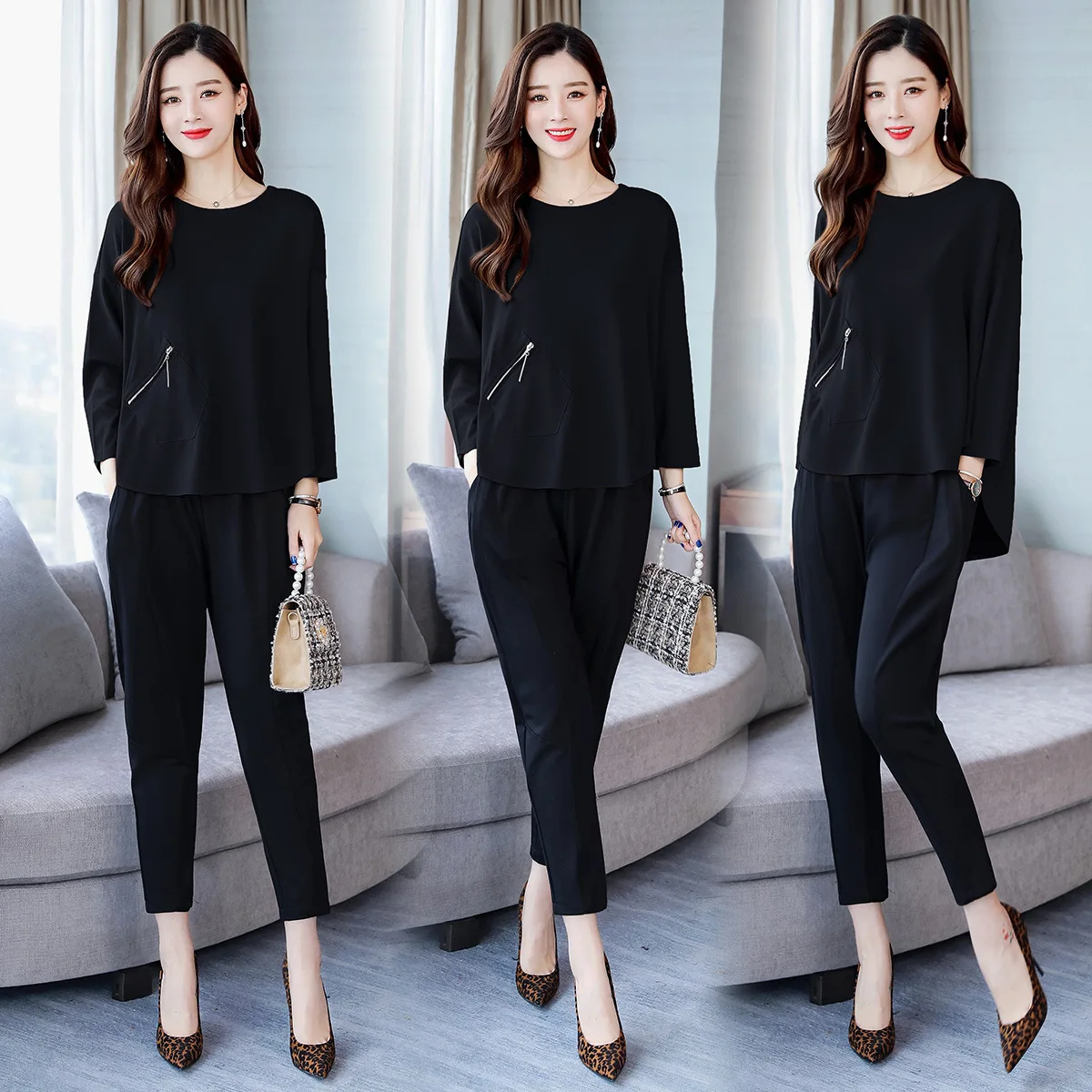 

2019 Spring Fashion Comfortable Simple Cool Solid Color Short Trousers Set