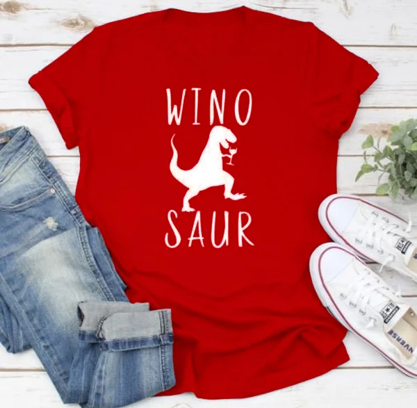Women Summer Wino Saur Tee Shirt Mom Life Dinosaur Dino Mom Mom of Boys Jurassic Mom of Dino Winosaur Wine Wine Tasting Shirt