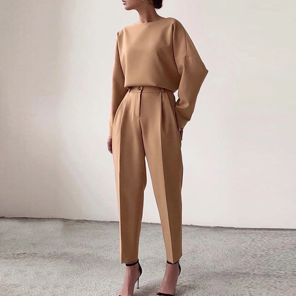 2020 Women Casual Pants Pure Color Elastic High Waist Women Straight Pants Pocket Women Fashion Pants Pantalon Female Trousers 2020 Women Casual Pants Pure Color Elastic High Waist Women Straight Pants Pocket Women Fashion Pants Pantalon Female Trousers